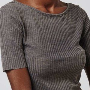 Topshop Gray Ribbed Raw Hem Crop Top NWT Sz4